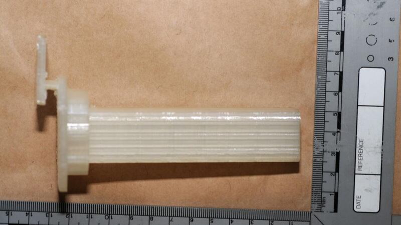 Plastic parts seized are being forensically examined by firearms specialists, but the anonymous shop owner involved insisted they were harmless items. Photograph: Greater Manchester Police/PA Wire