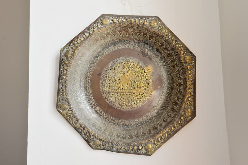 The vintage brass plate Heffernan bought in Melbourne. Photograph: Alan Betson