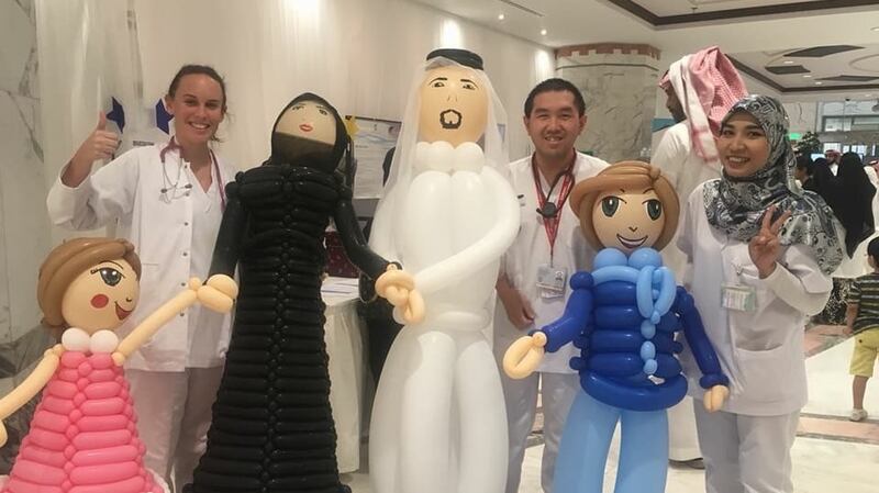 Paediatric nurse Kerr Janer (second from right) with colleagues at the King Faisal Specialist Hospital in Riyadh City.