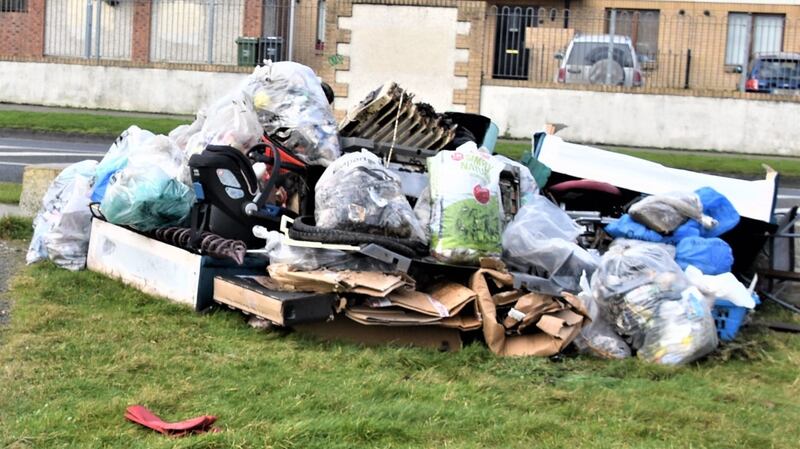 Almost a ton of rubbish collected in a recent volunteer clean-up of the Whitestown stream, a tributary of the River Dodder in Dublin.