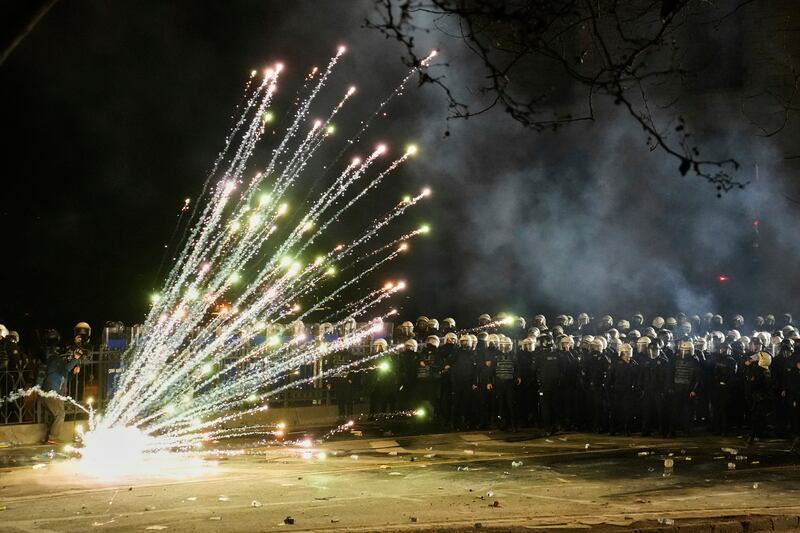 The arrest of Mr Imamoglu sparked protests and demonstrations. Photograph: Khalil Hamra/AP