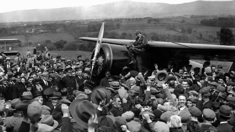 A crowd cheers for Amelia Earhart in 1937. Photograph: AP Photo/File