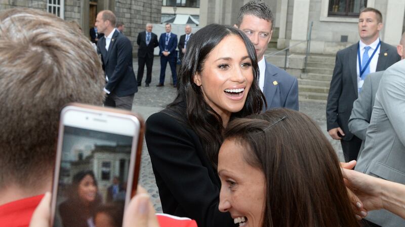 Meghan Markle, the Duchess of Sussex, at Trinity College Dublin in July. Photograph: Cyril Byrne