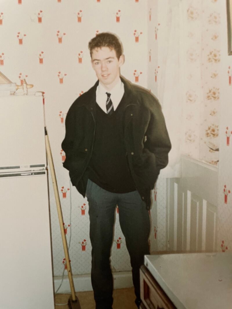 John Boyne in his Terenure College uniform, 1980s