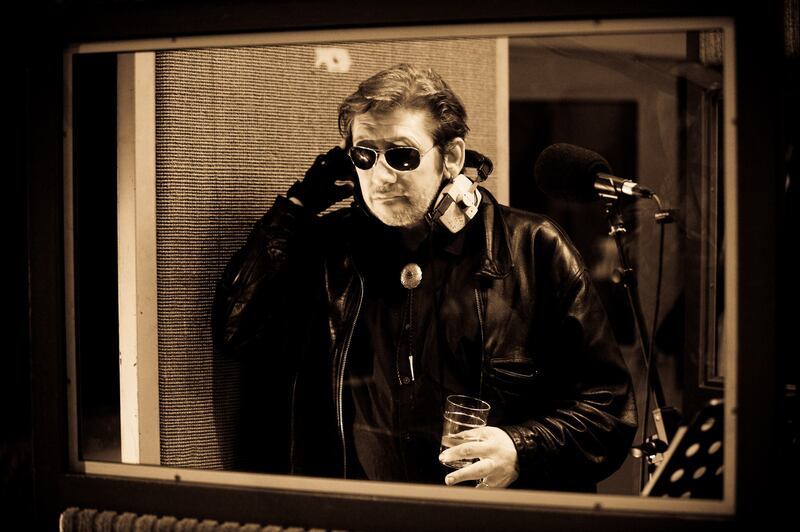 Shane MacGowan performs during the recording of a charity single for Haiti, recorded at Sphere Studios in Battersea on February 4th, 2010, in London, England. Photograph: Danny Clifford/Getty Images