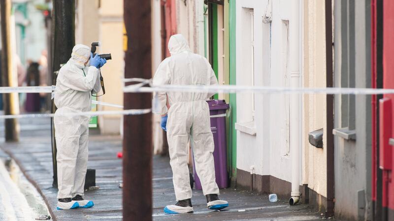 A Garda forensic team pictured on Bandon Road, Cork city on Friday. Photograph: Daragh Mc Sweeney/Provision