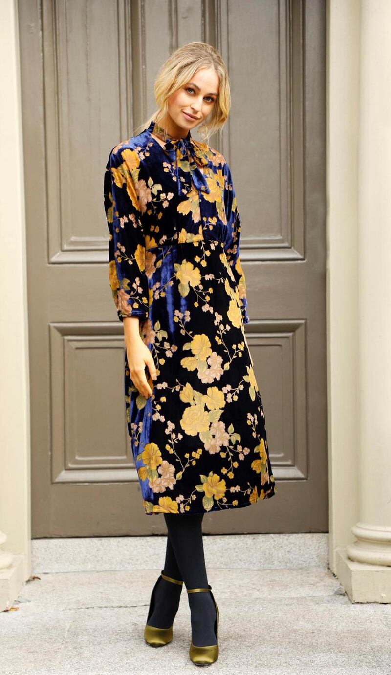 This elegant  velvet devore floral midi can be had for €95. Photograph: Kieran Harnett