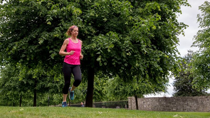 Anita Cody-Kenny  excersing on the grounds of the Royal Hospital Kilmainham, Dublin. Photograph: Brenda Fitzsimons