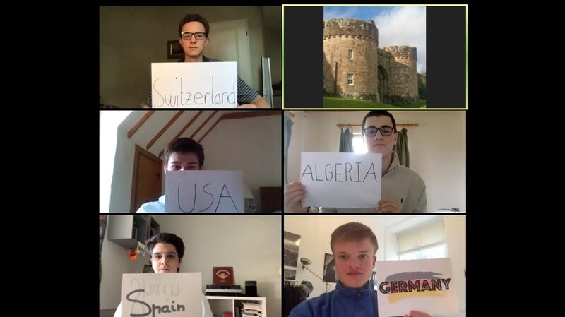 Some of the overseas Leaving Cert students at Glenstal Abbey (clockwise from top left): Georg Von Strantz (Switzerland); Younes Lefgoum (Algeria); Henri Cramer (Germany), Ignacio Baena (Spain) and James Fitzgerald (USA).