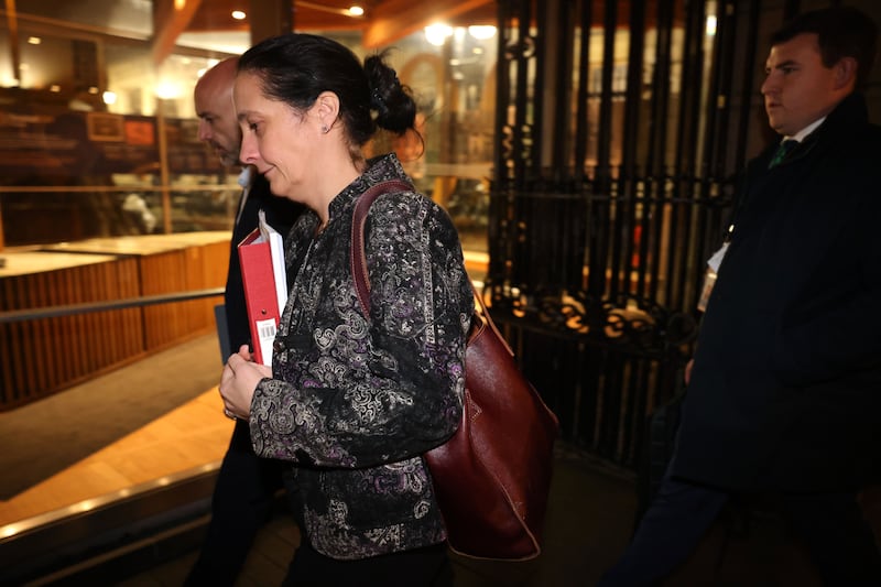 Catherine Martin, Minister for Media, arriving at Leinster House to face questions at an Oireachtas committee. Photograph: Dara Mac Dónaill