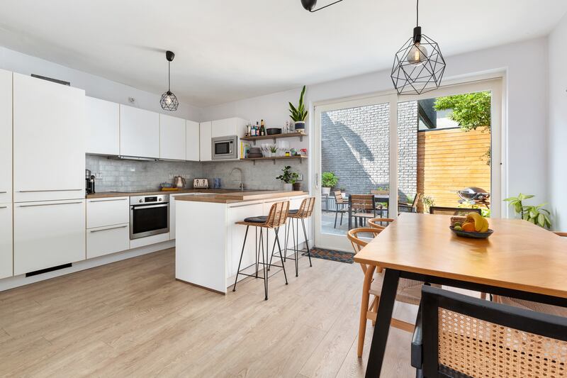 Another view: Kitchen and dining area