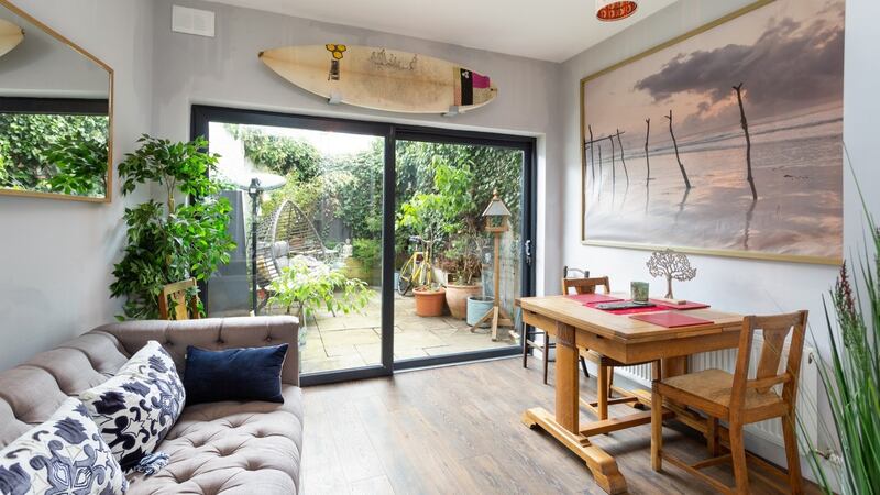 Sitting/diningroom opening to patio garden