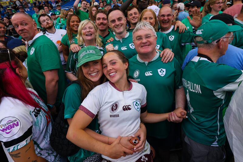 Aoibheann Reilly with her family after Sunday's Ireland v New Zealand match. Photograph: Ben Brady/Inpho