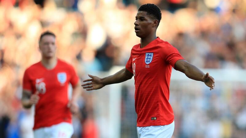 Marcus Rashford is among England’s young attacking talents. Photograph: Mike Egerton/PA