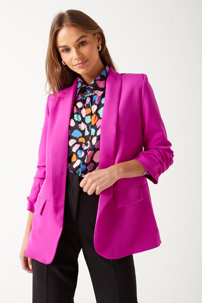 Chantel ruched sleeve blazer in magenta, €39.95, Marc Angelo at iclothing.com