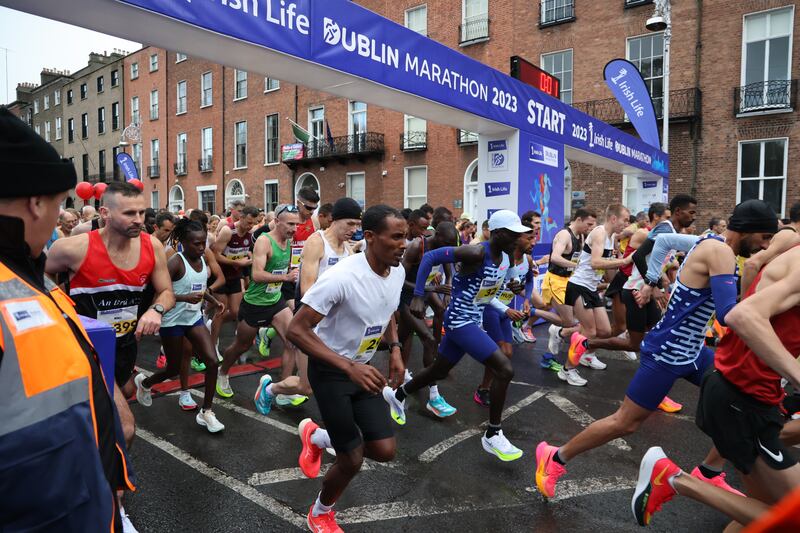 Action from the start of the Dublin Marathon. Photograph: Nick Bradshaw