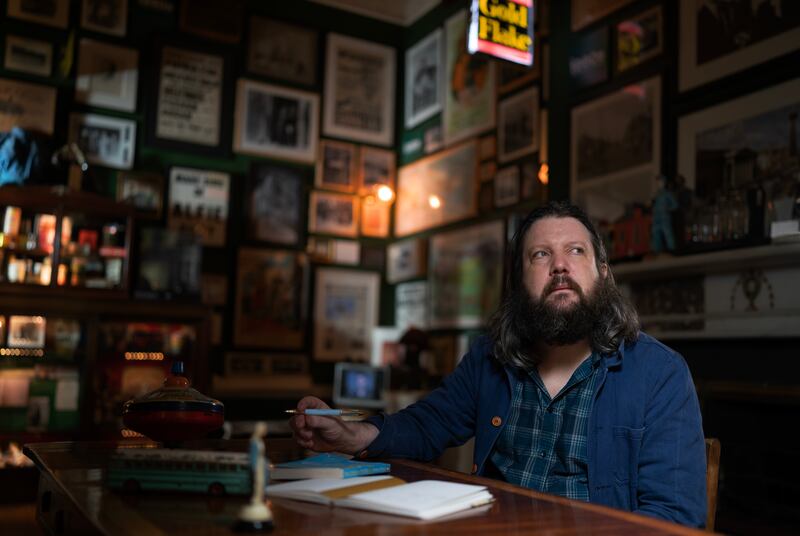 Paddy the Writer: Patrick Freyne deep in thought. No journalists were 
 hurt in taking this shot. Photograph: Ross O'Callaghan