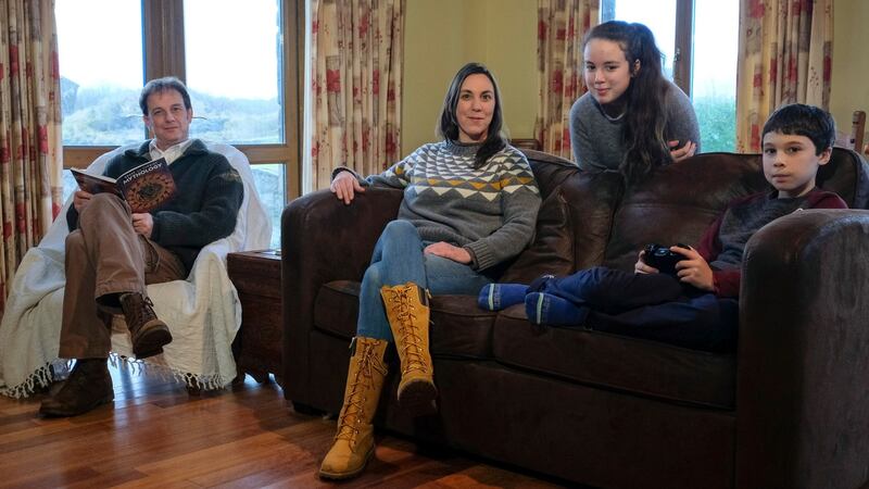 Emily Manoras with her husband Paolo Montanari and their children Nicole and Filippo pictured at home near Tulla in East Clare. Photograph: Don Moloney