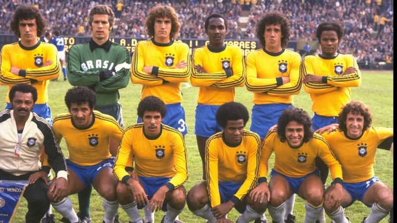 The Brazil team before the 1978 World Cup play-off against Italy in Buenos Aires. Photograph: Allsport