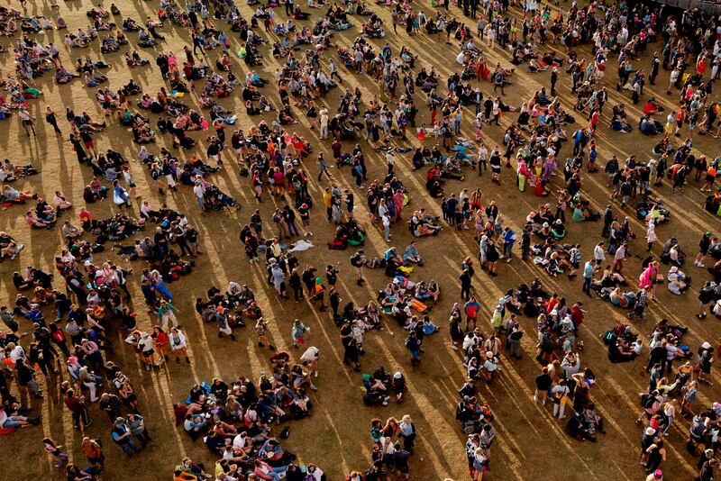 Evening sunshine lights the crowds watching the Coronas on the Main Stage. Photograph: Alan Betson / The Irish Times

