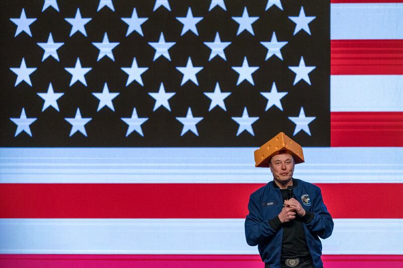 Elon Musk speaks at a rally in support of conservative judicial candidate Brad Schimel in Green Bay, Wisconsin, in March. Photograph: Jim Vondruska/The New York Times