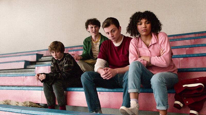 Sophia Lillis, Wyatt Oleff, Richard Ellis and Sofia Bryant in I Am Not Okay with This