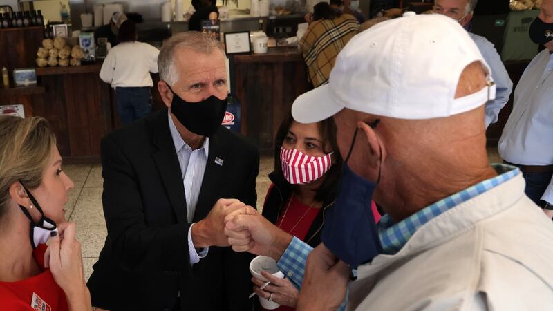 Republican incumbent senator Thom Tillis campaigning  in Ayden, North Carolina. Photograph: Alex Wong/Getty Images
