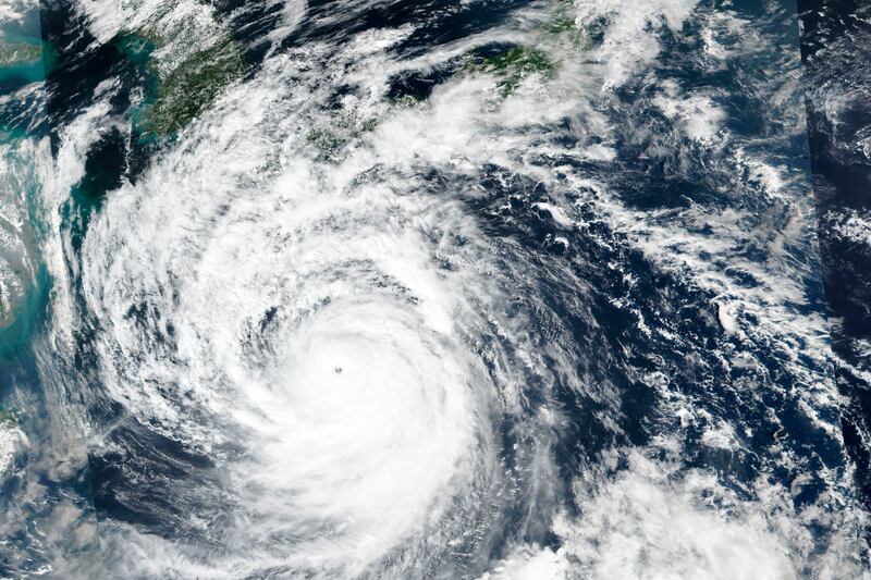 A satellite image released by Nasa shows Typhoon Nanmadol, which is approaching south-west Japan. Photograph: Nasa/AP