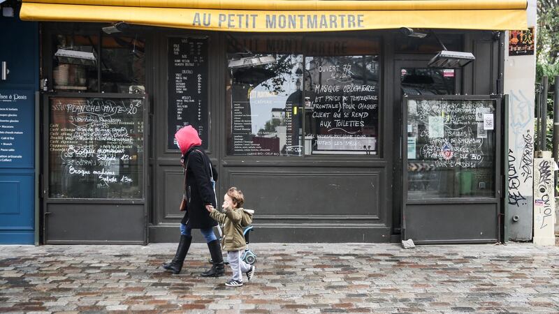 A street  scene in Paris, on Monday. Photograph:  Mohammed Badra/EPA