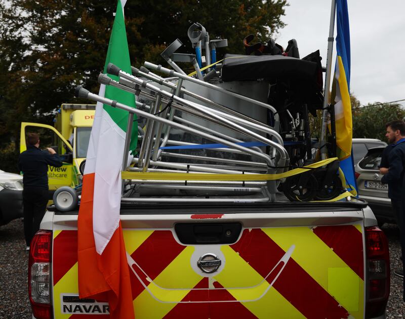 The vehicles were filled with medical supplies including wheelchairs, crutches and walking frames. Photograph: Bryan O’Brien