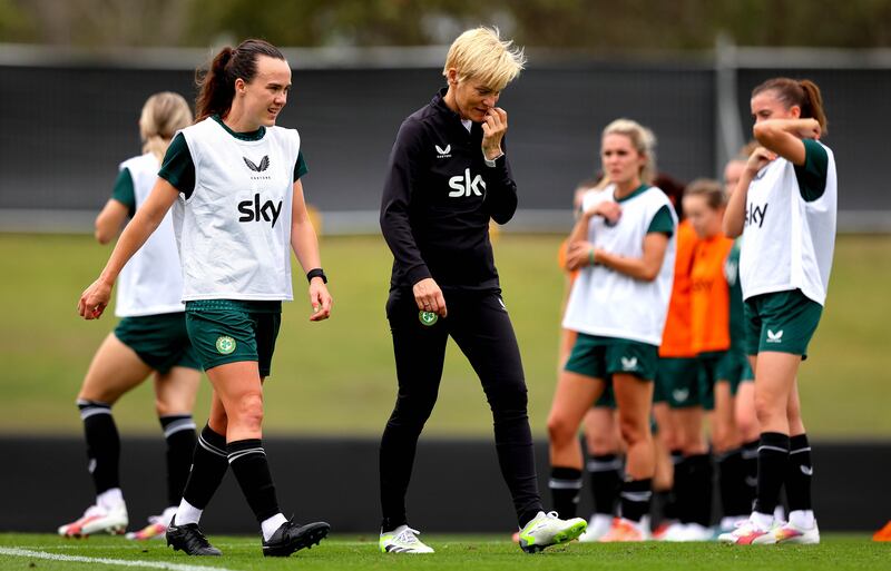 Ciara Grant and Vera Pauw at training in Brisbane. Photograph: Ryan Byrne/Inpho
