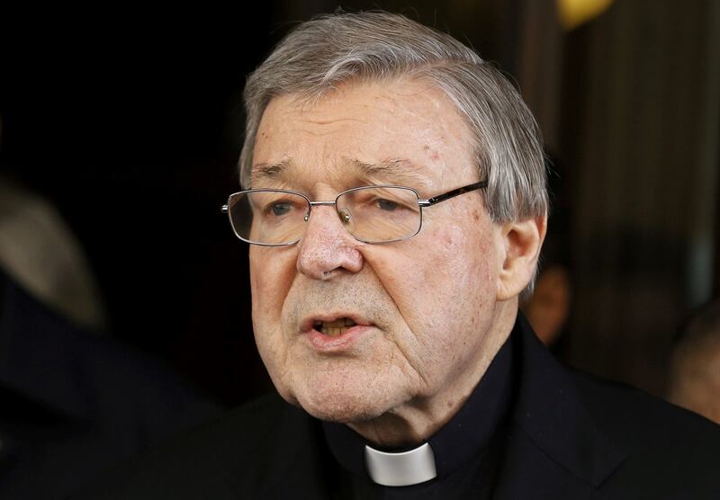 George Pell speaks to journalists at the end of a meeting with the sex abuse victims at the Quirinale hotel in Rome, Italy, on March 3rd, 2016.Photograph: Alessandro Bianchi/Reuters/File Photo