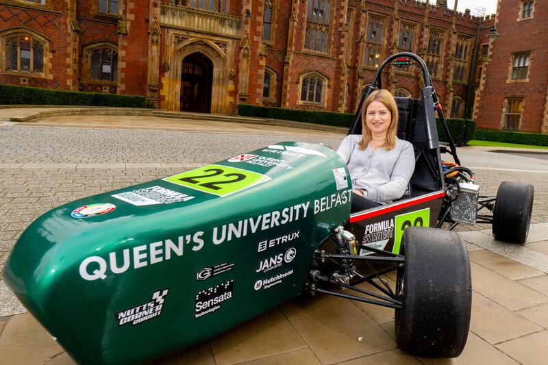 As an engineering student Bernie Collins entered a competition that involved designing and building a single-seater race car and racing it against other university teams at Silverstone. Photograph: Queen's University Belfast/PA