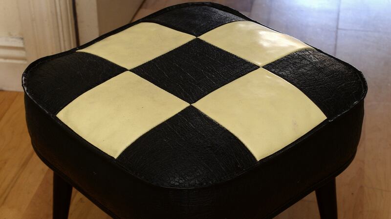 Me A favourite stool at home of John and Sandy Wyer at their home in Ringsend, Dublin. Photograph: Cyril Byrne