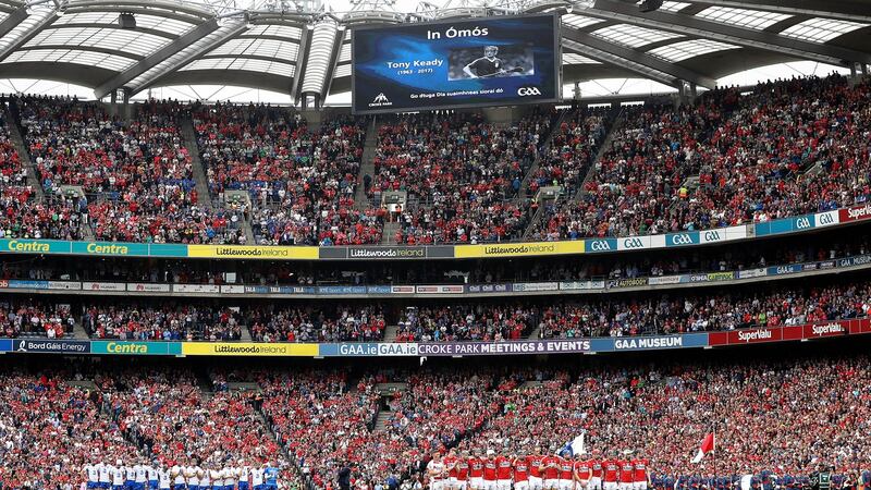 Croke Park stands for a minute’s silence ahead of Waterford’s win over Cork. Photograph: Ryan Byrne/Inpho