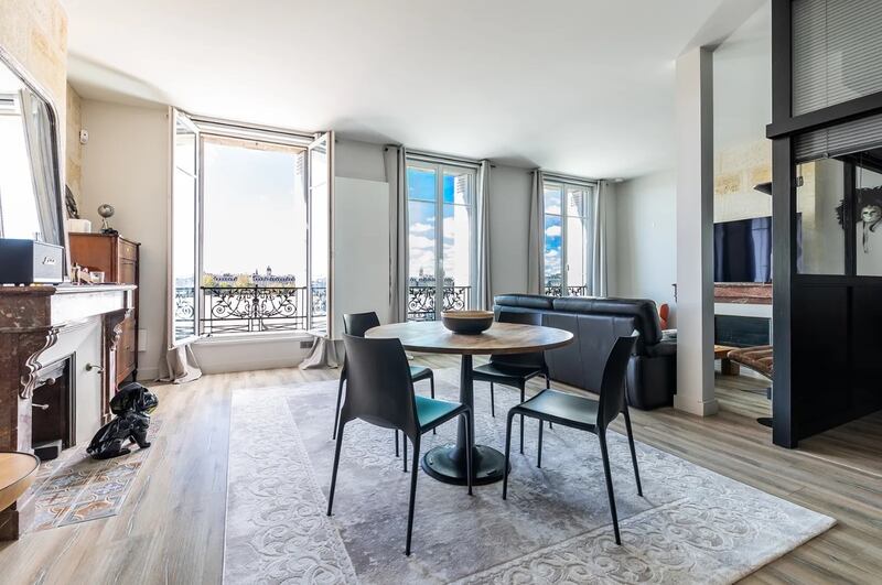 This large two-bed Bordeaux apartment is on the second floor of a restored stone building that dates from 1900.