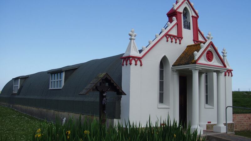 The Italian Chapel is a highly ornate Catholic chapel on Lamb Holm in the Orkney Islands built during by Italian prisoners of war, who were housed on the previously uninhabited island. Photograph: Gregory Kingsley