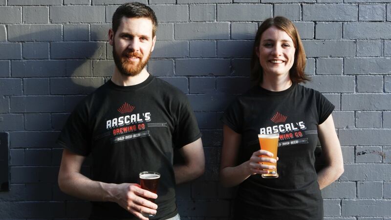 Emma Devlin and Cathal O'Donoghue, both qualified brewers.