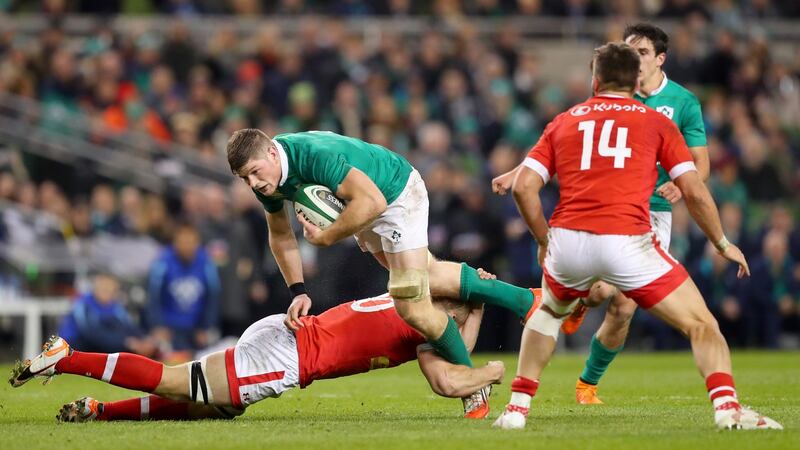 Jack O’Donoghue in action during his Ireland debut against Canada in November 2016. Photograph: James Crombie/Inpho