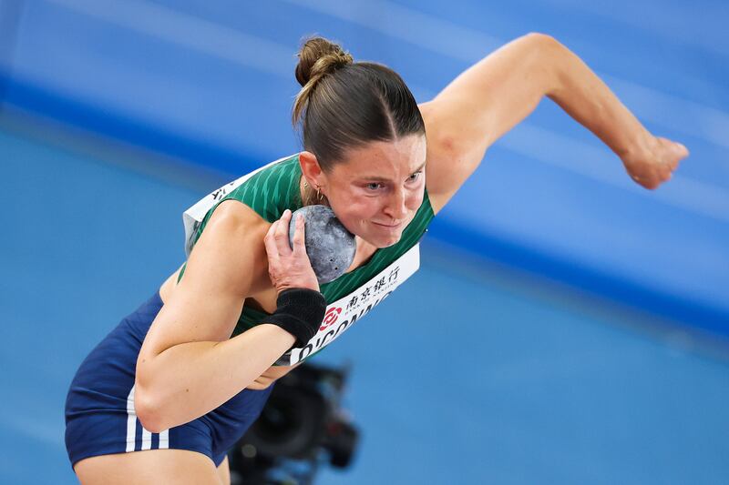 O'Connor set another personal best of 14.64 in the shot put. Photograph: Nikola Krstic/Inpho