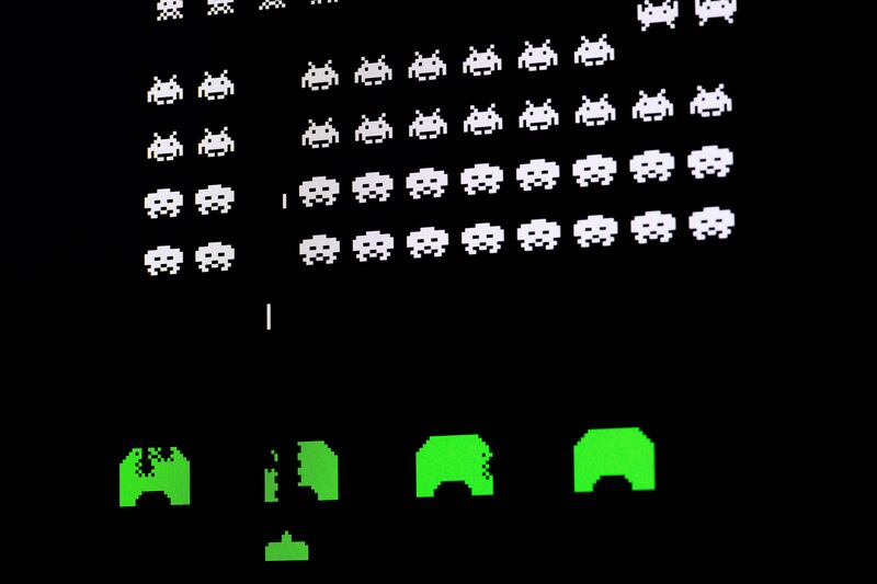 Vintage videogame Space Invaders. 