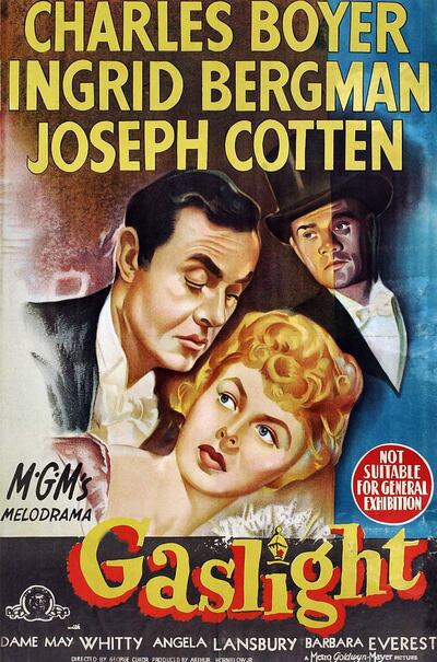 Gaslight poster from 1955: Charles Boyer, Ingrid Bergman and Joseph Cotten. Photograph:  LMPC via Getty Images