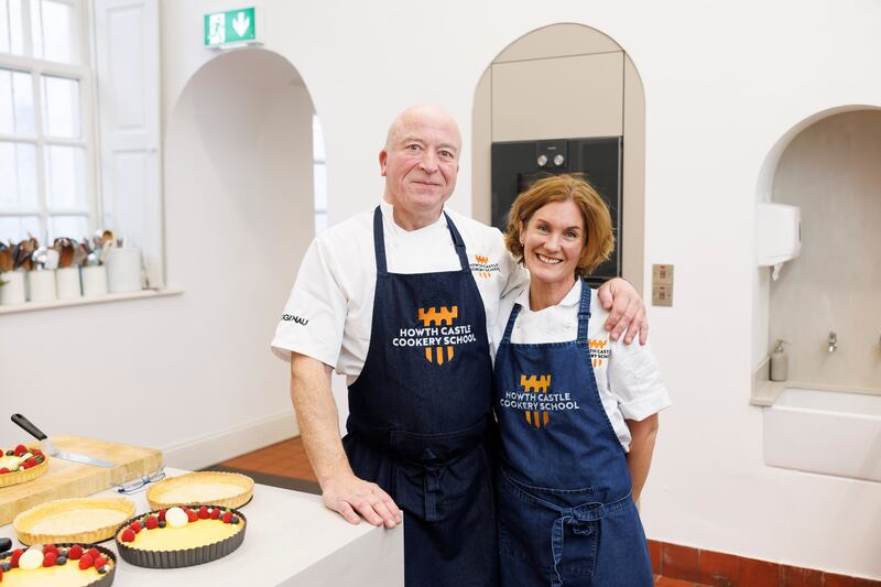 Howth Castle Cookery School's John Carty and  Sarah Hughes. Photograph: Andres Poveda