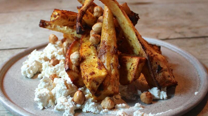 Spiced parsnips, hazels and whipped ricotta