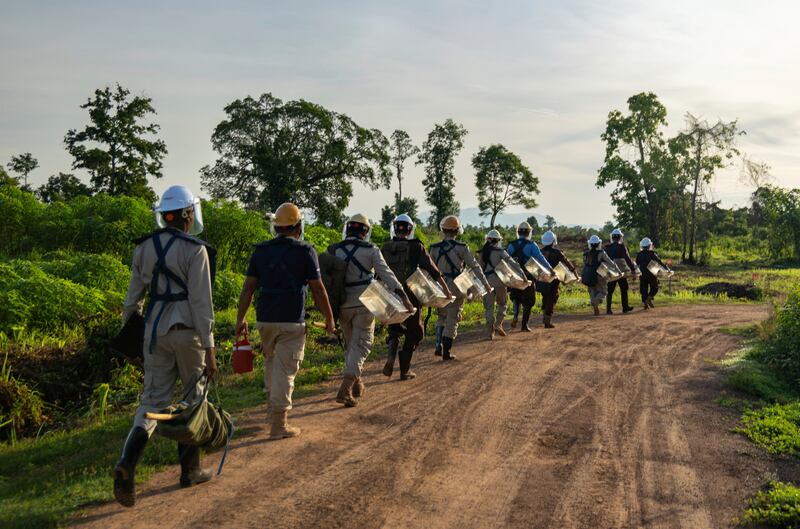 Land mine detection teams in Siem Reap, Cambodia. Photograph: Anton L Delgado/AP