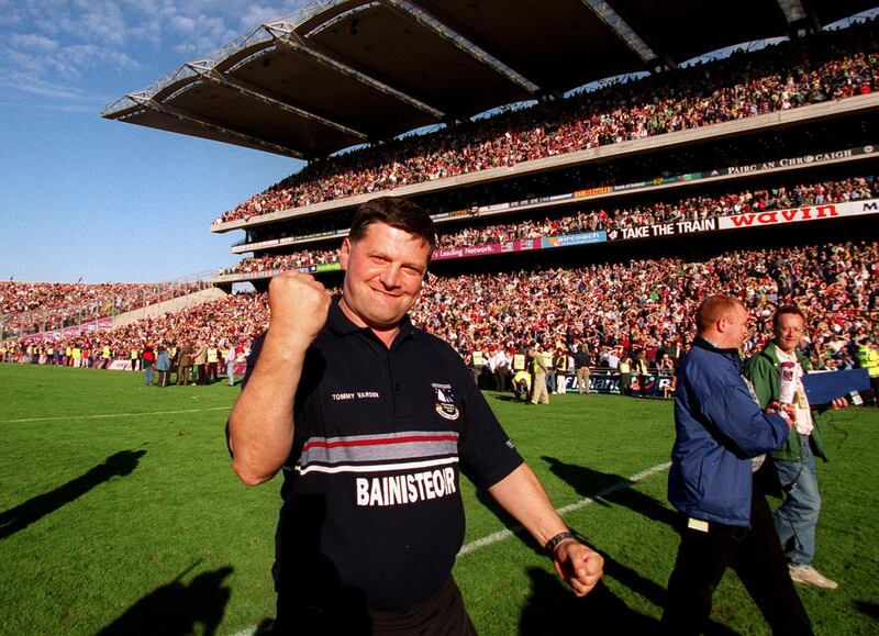 Galway manager John O'Mahony celebrating after the 2001 All-Ireland Football final. Photograph: Andrew Paton/Inpho