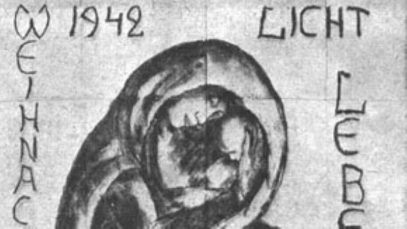 Kurt Reuber  was serving at Stalingrad in Christmas 1942 when the German army surrendered. Hoping to comfort the demoralised soldiers, he made a sketch of the Madonna on the back of a discarded map.