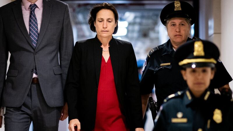 Fiona Hill, Donald Trump’s former adviser on Russia and Europe, arriving on Capitol Hill on Monday. Photograph: Erin Schaff/The New York Times