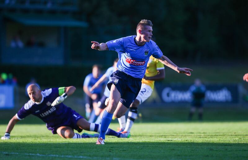 UCD vs F91 Dudelange: UCD's Ryan Swan celebrates his goal in July 2015. Photograph: Gary Carr