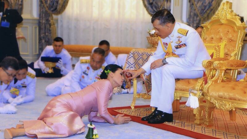 King Maha Vajiralongkorn  and Queen Suthida during their wedding ceremony in Bangkok in May 2019. Photograph:  AFP/Getty Images